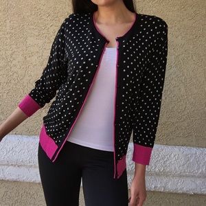 Black and pink polka dot button down cardigan